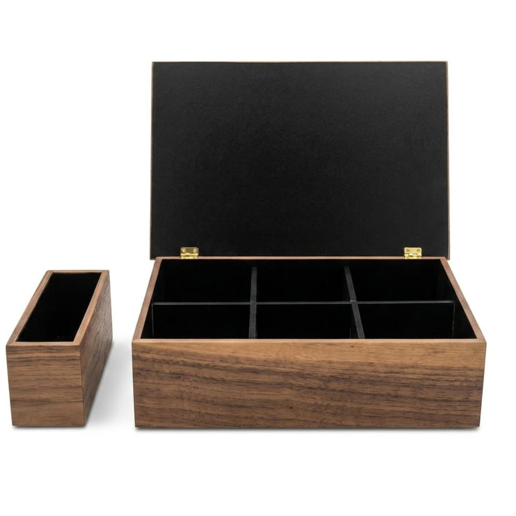 Kit Caja de Té Clásica y Endulzante — Nogal