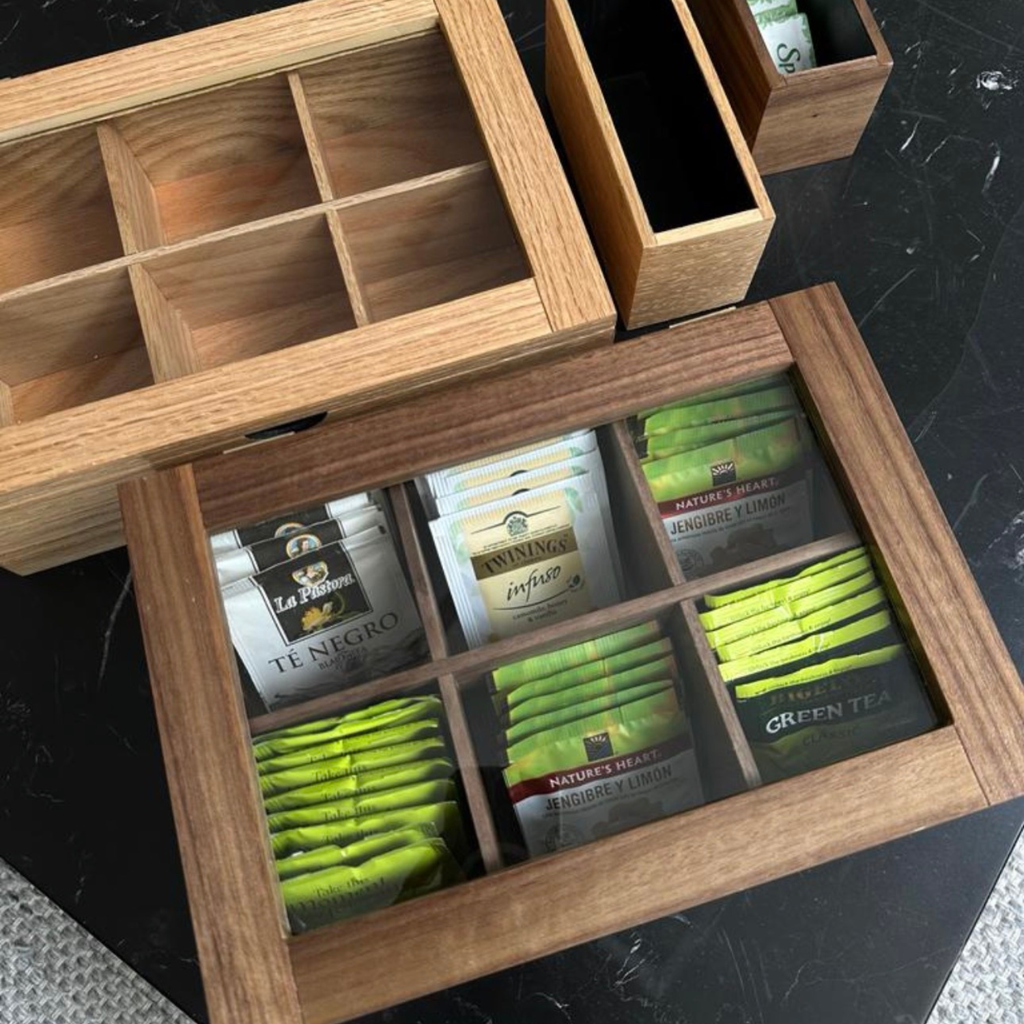 Kit Caja de Té Diamante y Endulzante — Nogal