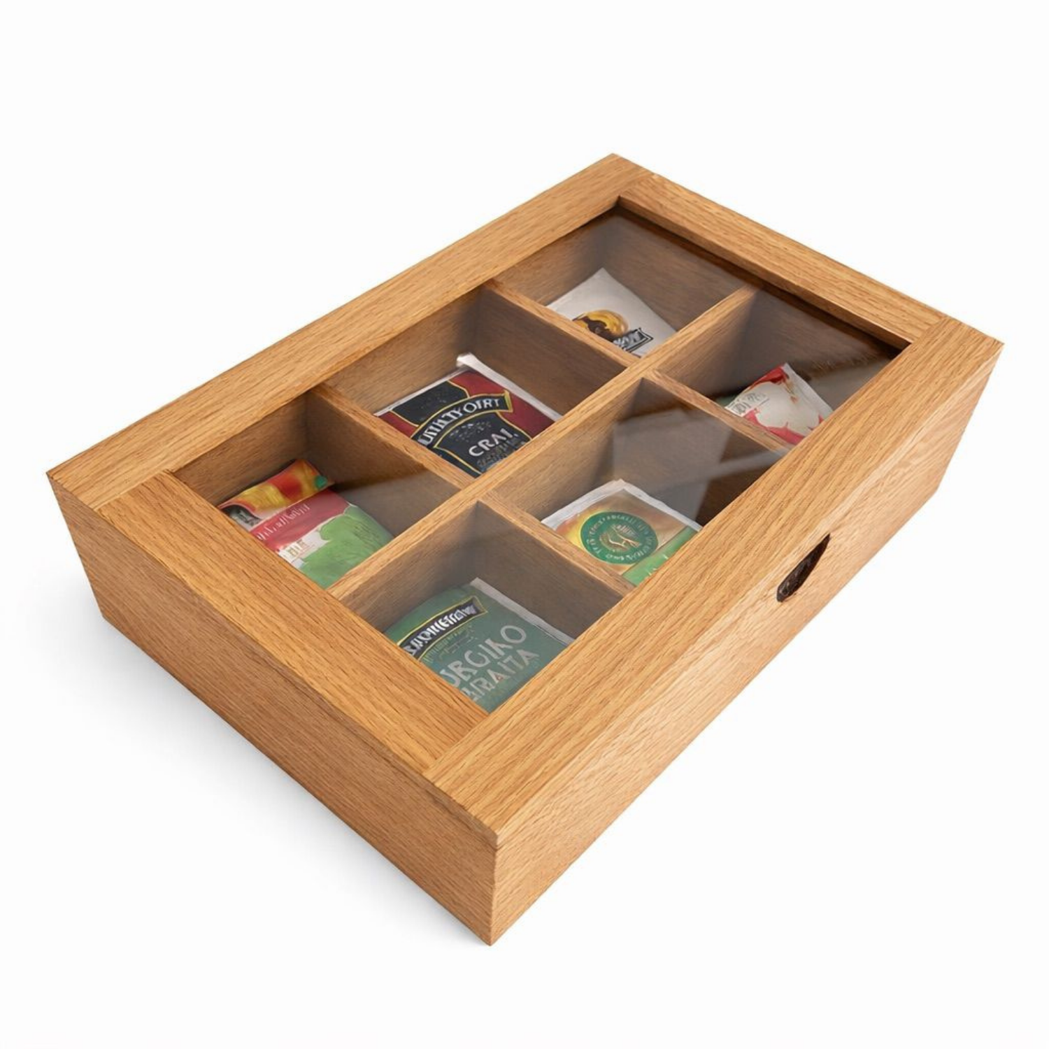 Caja de Té Tapa de Vidrio — Encino