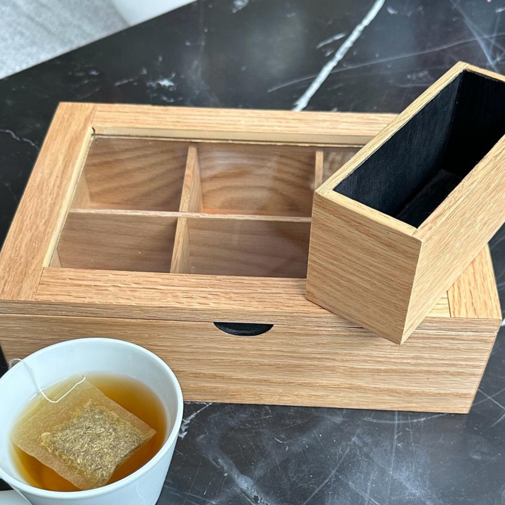 Caja de Té Tapa de Vidrio — Encino