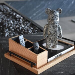 Charola chica encino y metal