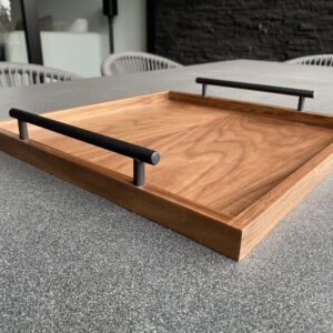 PROMO. Charola cuadrada nogal & metal