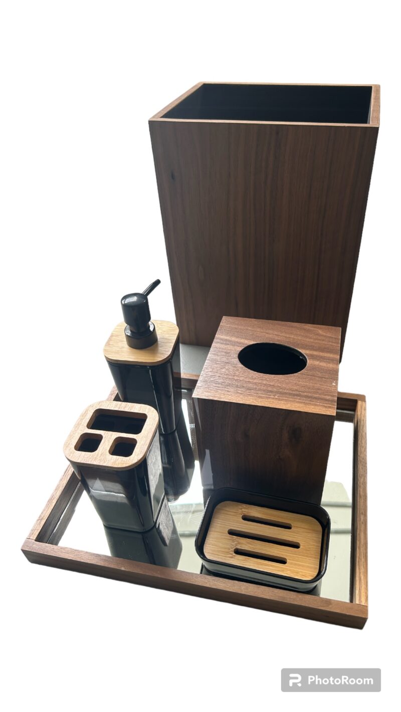 PROMO juego de baño nogal completo dispensers