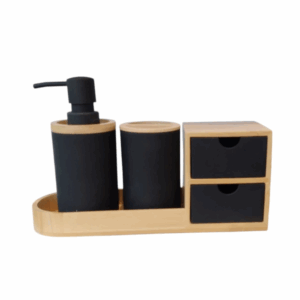 Set para baño negro y bambú