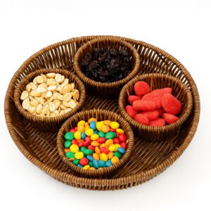 Charola botanera de mimbre