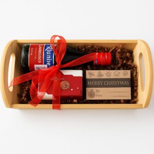 canasta navideña madera natural