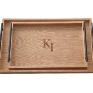 juego de charolas encino y metal personalizadas